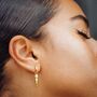 Gold Plated Green Opal Spike Charm Hoop Earrings, thumbnail 2 of 7