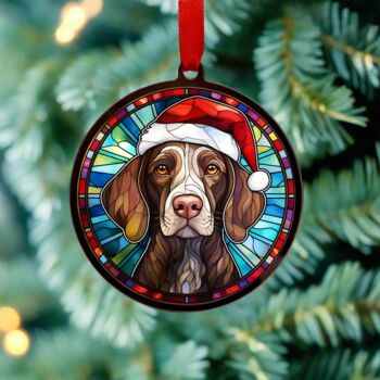 German Shorthaired Pointer In Santa Hat Suncatcher Decoration, 3 of 6