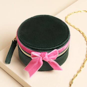 Velvet Bow Mini Round Jewellery Case, 9 of 10
