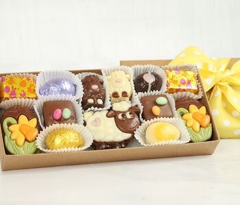 Luxury Belgian Easter Chocolates In Kraft Gift Box With Ribbon, 2 of 3