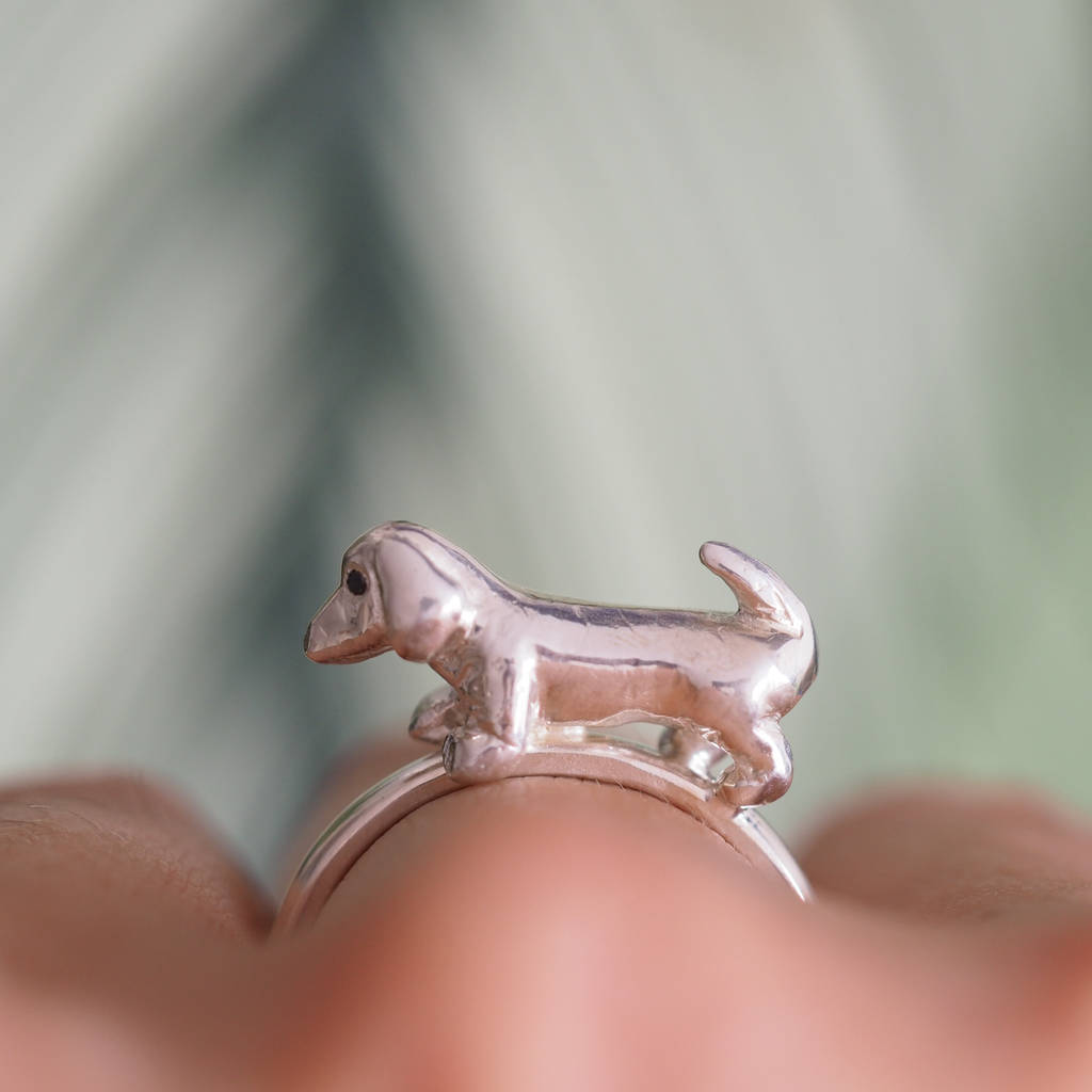 Sausage Dog Ring Silver And Black Diamond By RockCakes