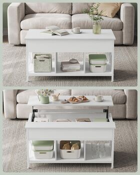 Coffee Table Lift Top Table Storage X Shaped Bars, 6 of 12