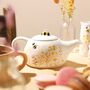 Dusky Pink Floral Bee Ceramic Teapot And Cup Set, thumbnail 5 of 12