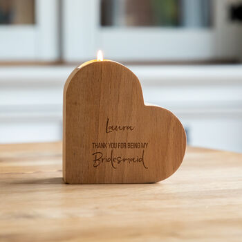 Personalised Heart Candle Holder Thank You Bridesmaid Gift, 5 of 6