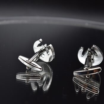 Horse And Horseshoe Cufflinks 316 L Stainless Steel Equestrian Gift For Him, 5 of 6