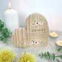 Personalised Any Message Pink Floral Wooden Freestanding Heart, thumbnail 2 of 5