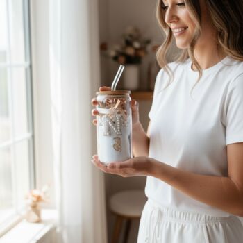 Personalised Pearl Initial Glass Tumbler, 3 of 3