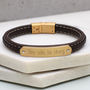 Personalised Mens Leather And Gold Plated ID Bracelet, thumbnail 2 of 5