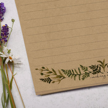 A5 Kraft Letter Writing Paper With Botanical Border, 2 of 4