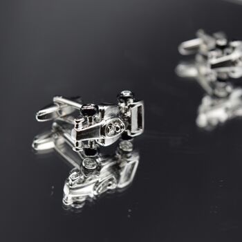 Formula One Car Cufflinks Gift For Him| Silver Racing For Car Enthusiasts, 5 of 5