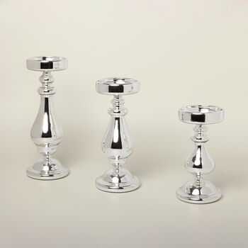 G Decor Set Of Three Carter Silver Glass Candle Holders, 5 of 5