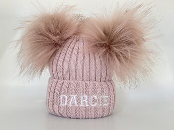 Rose Gold Embroidered Knitted Hat, 2 of 6
