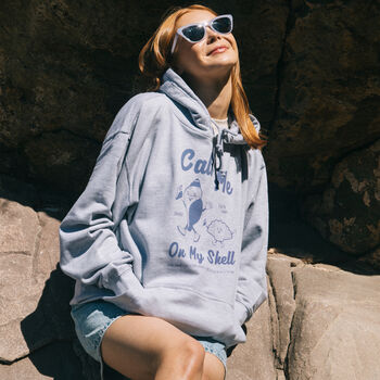 Call Me On My Shell Women's Staycation Slogan Hoodie, 4 of 4