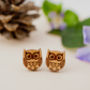 Wooden Owl Earrings, thumbnail 1 of 2