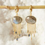 Grey Labradorite Gold Plated Silver Drop Earrings, thumbnail 3 of 7