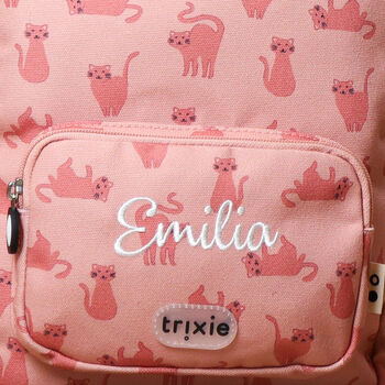 Personalised Trixie Backpack With Charming Cat Print For Nursery, School, Holiday, 3 of 6