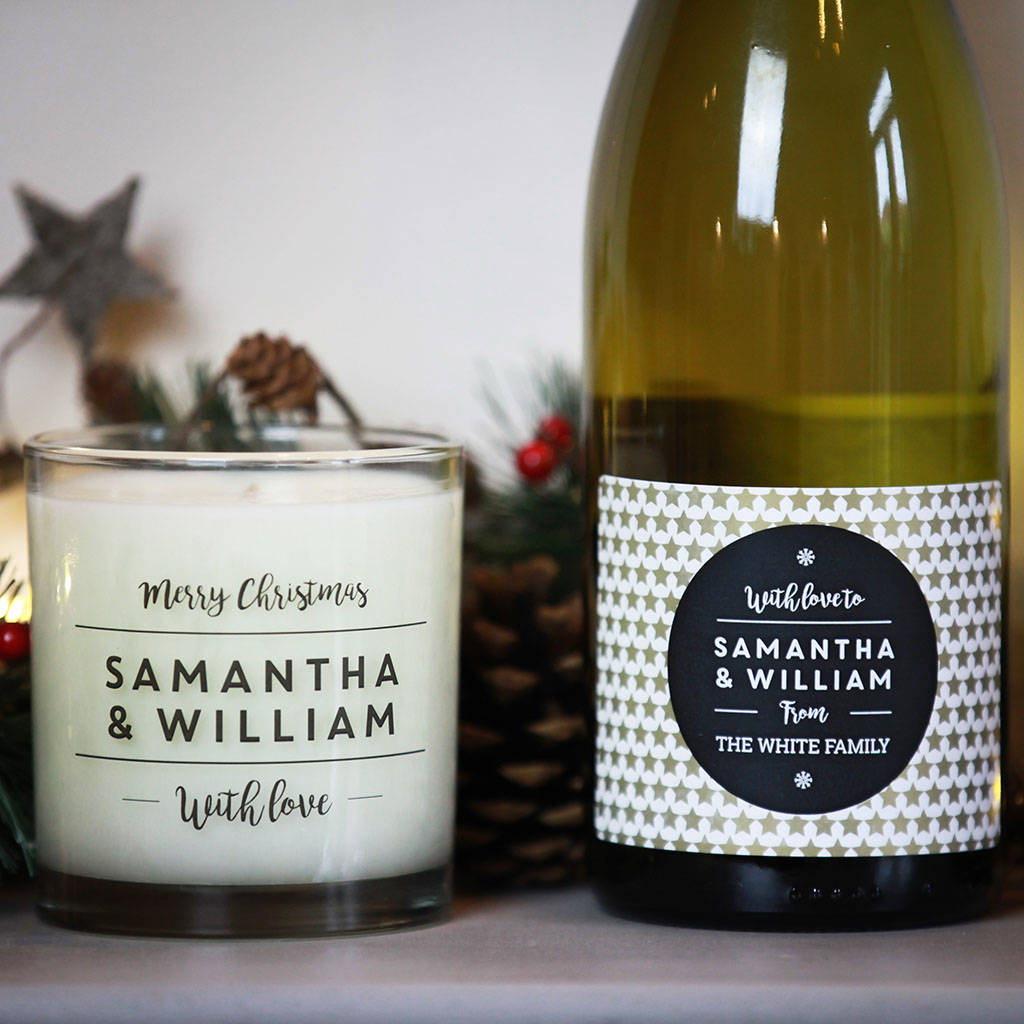 Personalised Wine And Fragranced Candle Gift Set By Intervino