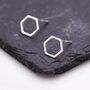 Sterling Silver Minimalist Open Hexagon Stud Earrings, thumbnail 3 of 12