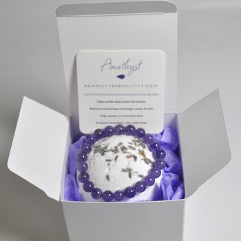 Relax Amethyst Bath Bomb And Gemstone Bracelet Gift, 4 of 7