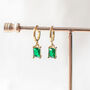 Emerald Green Huggie Earrings, thumbnail 1 of 9