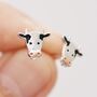 Sterling Silver Dairy Cow Stud Earrings, thumbnail 2 of 11