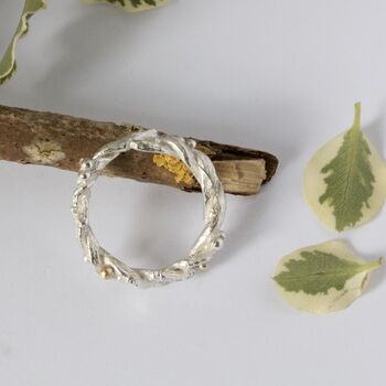 Entwined Silver And Solid Gold Forest Twig Ring, 5 of 10