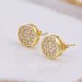 Sterling Silver Cz Crystal Encrusted Disk Stud Earrings, thumbnail 3 of 12