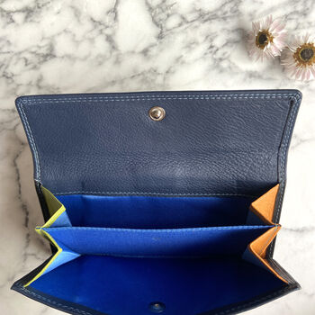 Women's Large Dark Navy Genuine Leather Purse Rfid Secure, 4 of 4