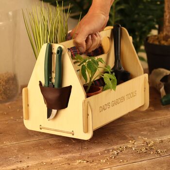 Personalised Wooden Garden Tool Caddy – Gift For Gardener, 2 of 11