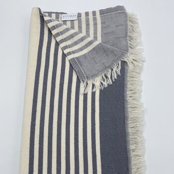 Amalfi Striped Peshtemal Towel Pebble Grey, 12 of 12
