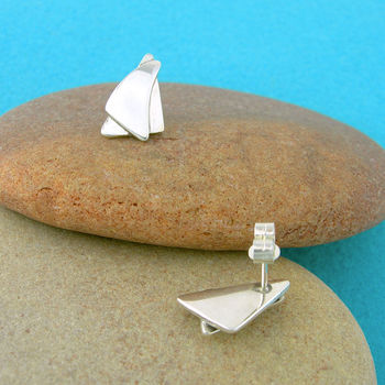 Sail Sailing Sterling Silver Ear Studs, 2 of 4