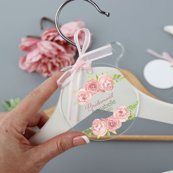 Personalised Clear Wedding Hanger Pink Rose, 4 of 6