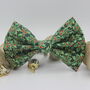 Green And Gold Holly Christmas Dog Bow Tie, thumbnail 1 of 12