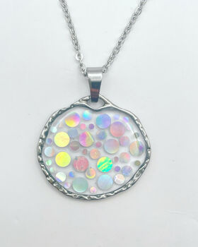 Sparkly Silver Disco Pendant Necklace Handmade, 3 of 9