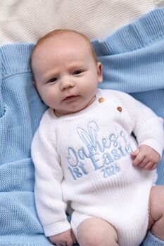 Personalised Name First Easter 2026 Baby Romper Three Colours Available, 2 of 12