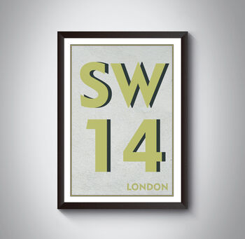Sw14 Mortlake, London Postcode Print, 9 of 10
