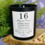 Personalised 16th Magical Years Wax Anniversary Candle, thumbnail 4 of 11