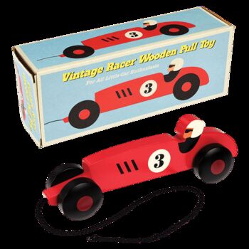 Vintage Racer Wooden Pull Toy, 3 of 3