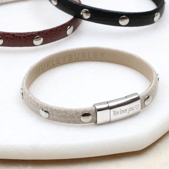 Personalised Textured Leather Stud Bracelet, 2 of 8