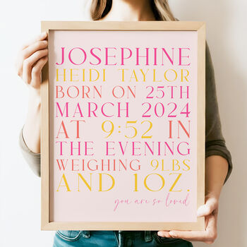 Personalised New Baby Gift, Keepsake Print | Typography, 3 of 7