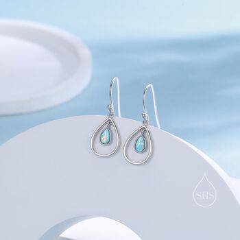 Aqua Green Opal Droplet Hook Earrings, 3 of 12