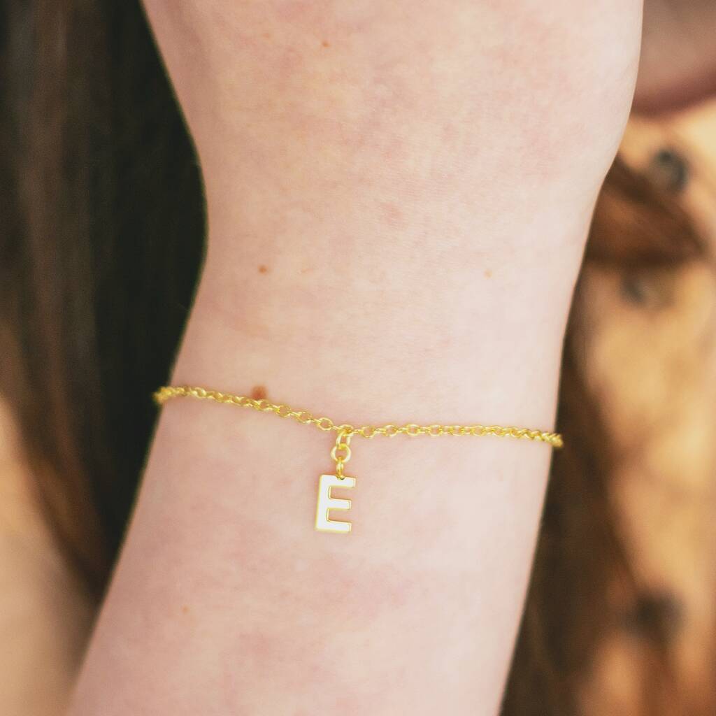Dainty Gold Plated Initial Charm Bracelet By Joy by Corrine Smith