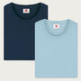 Two Pack Navy And Pale Blue Organic Plain T Shirts, thumbnail 1 of 7