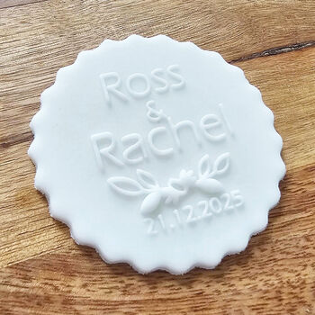 Personalised Wedding Cake Icing Debosser With Names Cupcake Toppers, 6 of 6