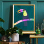 Custom Toucan Bird Rainbow Personalised Art Print, thumbnail 1 of 7
