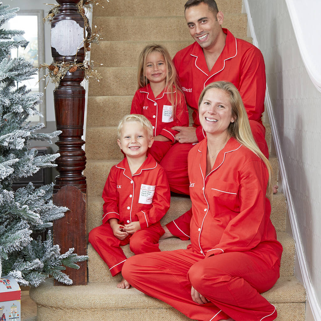Personalised Family Christmas Red Pyjamas, 1 of 10