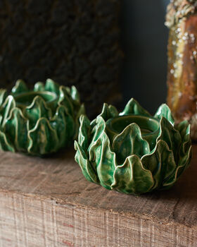 A Pair Of Ceramic Artichoke Candle Stick Holders, 4 of 5