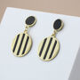 Black And White Striped Circle Drop Earrings, thumbnail 1 of 3