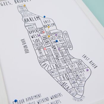 Personalised Manhattan New York Pinboard Map, 2 of 4