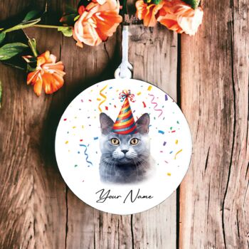 Personalised Cat Birthday Party Hat Hanging Decoration, 10 of 12